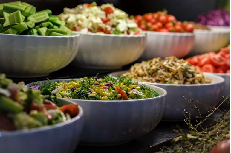 Sharing salad platters