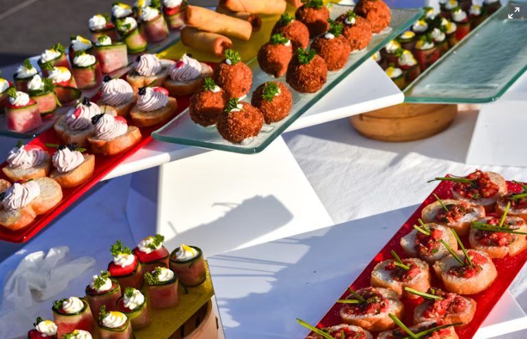 Colourful canapés prepared for a function